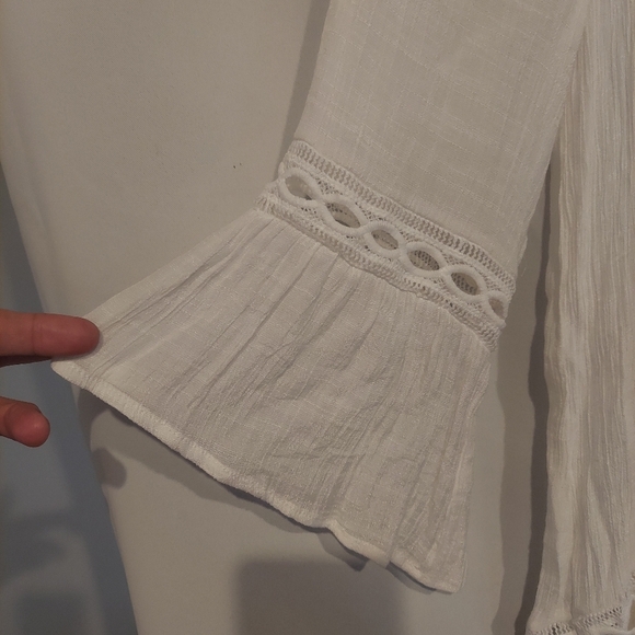 New Directions Womens White 3/4 Sleeve Boho Style Blouse Size Small - Picture 5 of 6